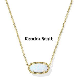 Elisa Gold Pendant Necklace in White Lab Grown Opal